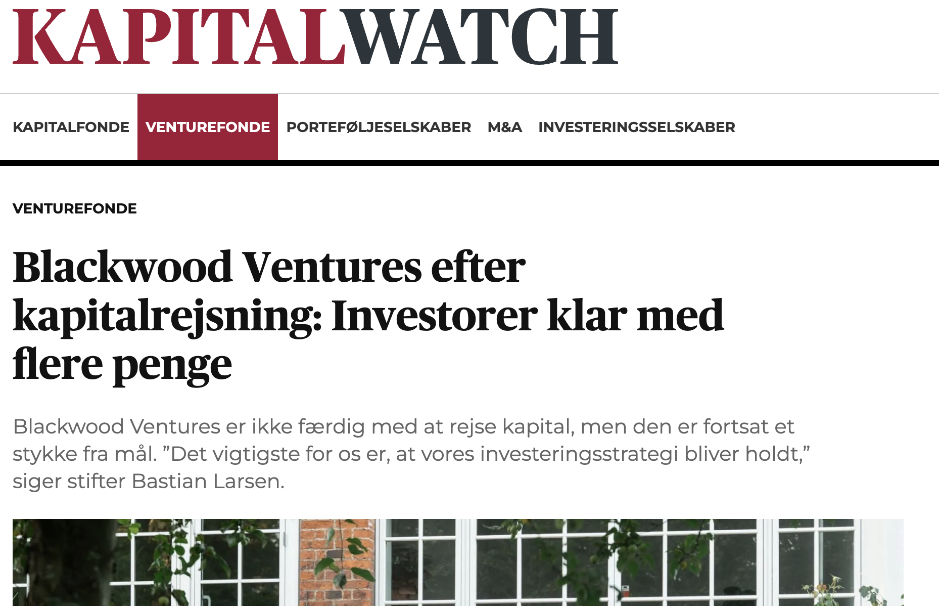 BlackWood Ventures Secures DKK 110 million in 2nd Closing of Fund I
